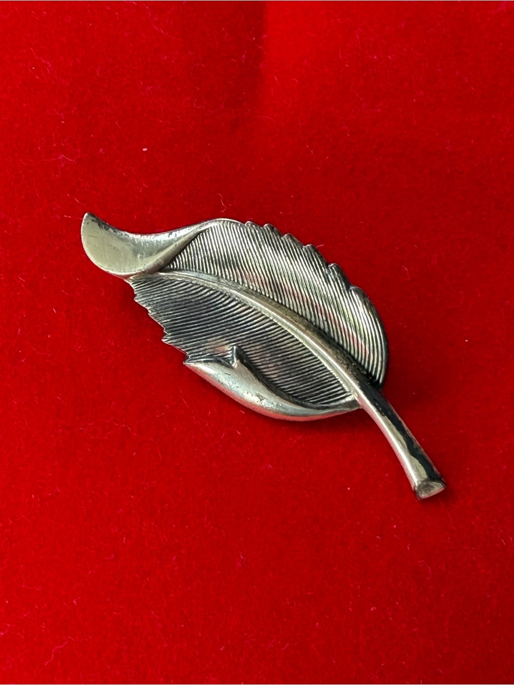 Sterling Silver Leaf Brooch - Vintage